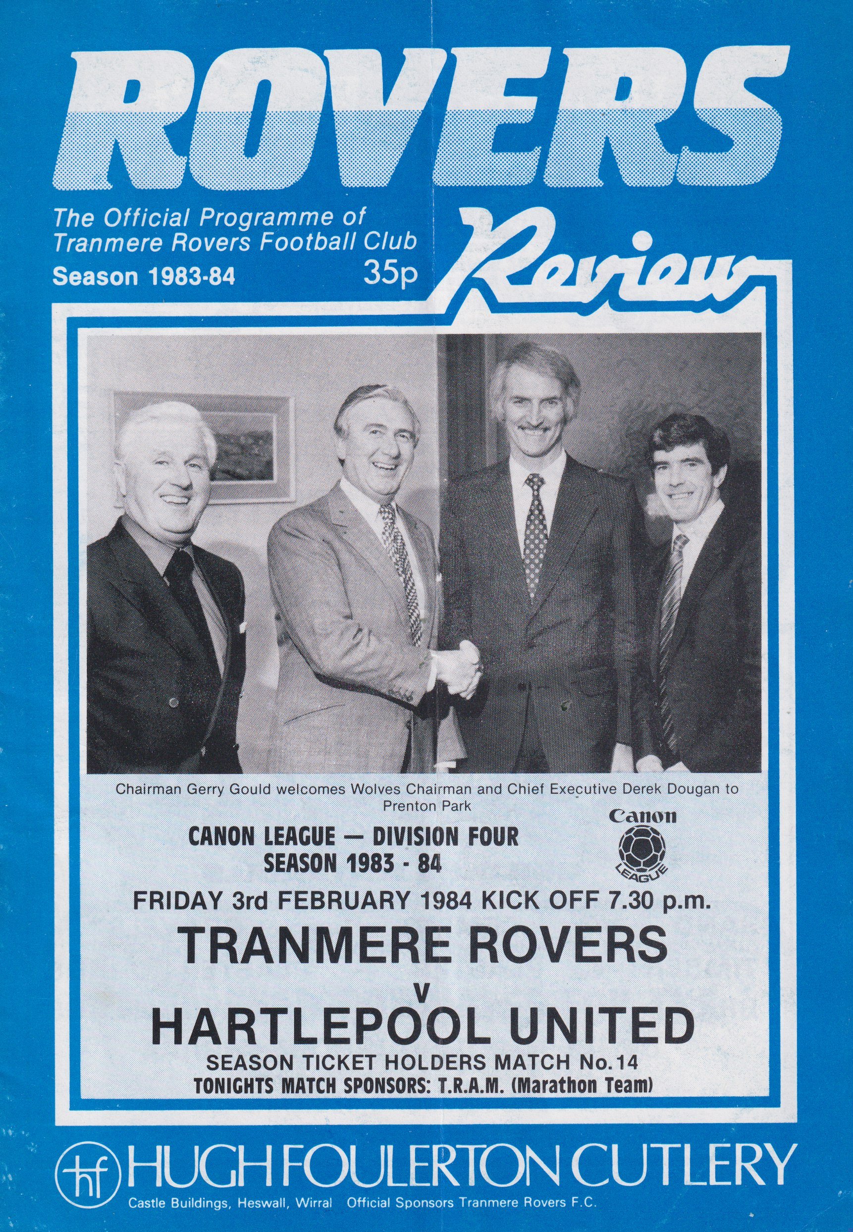 Tranmere Rovers v Hartlepool United match programme
